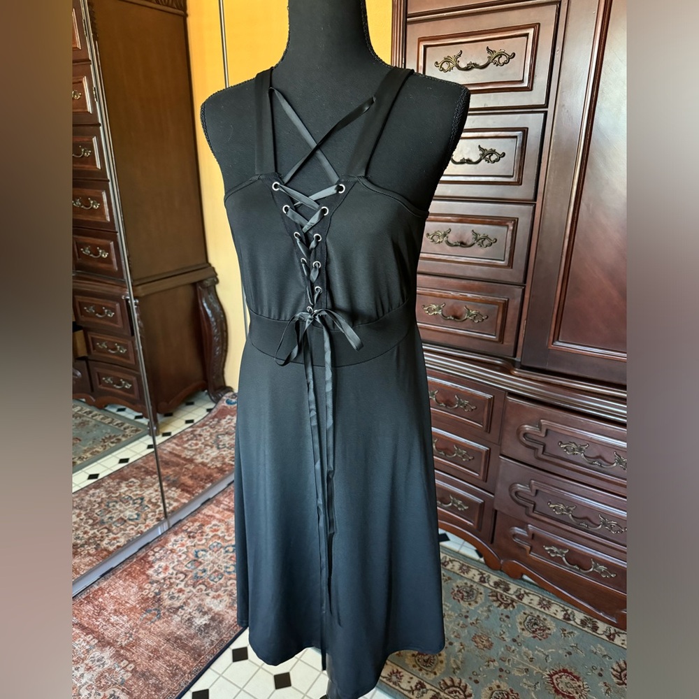 Cute black dress with lace up front